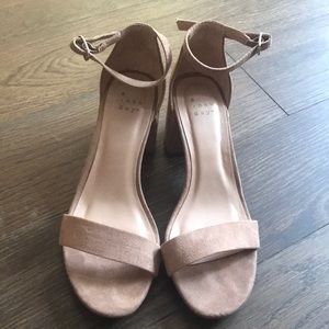 Taupe suede block heels
